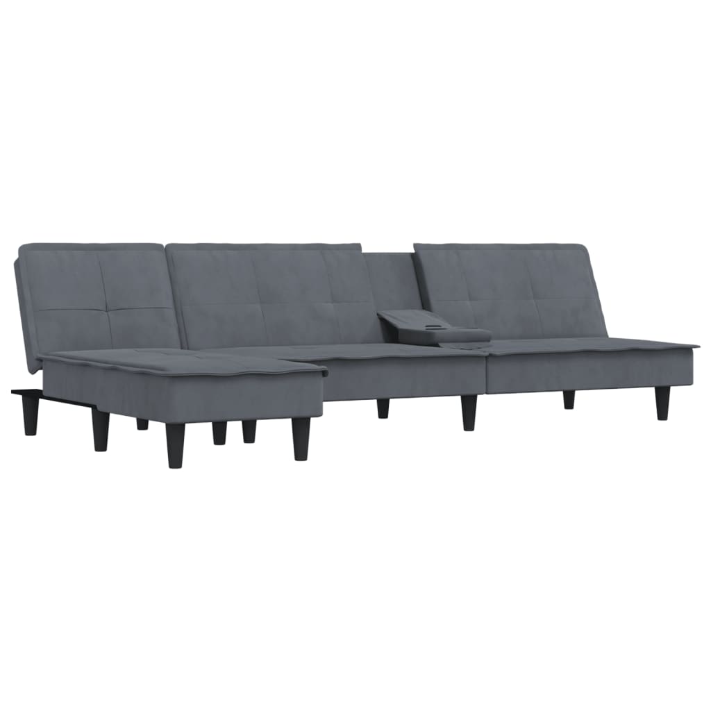 vidaXL Sofa rozkładana L, ciemnoszara, 255x140x70 cm, aksamit