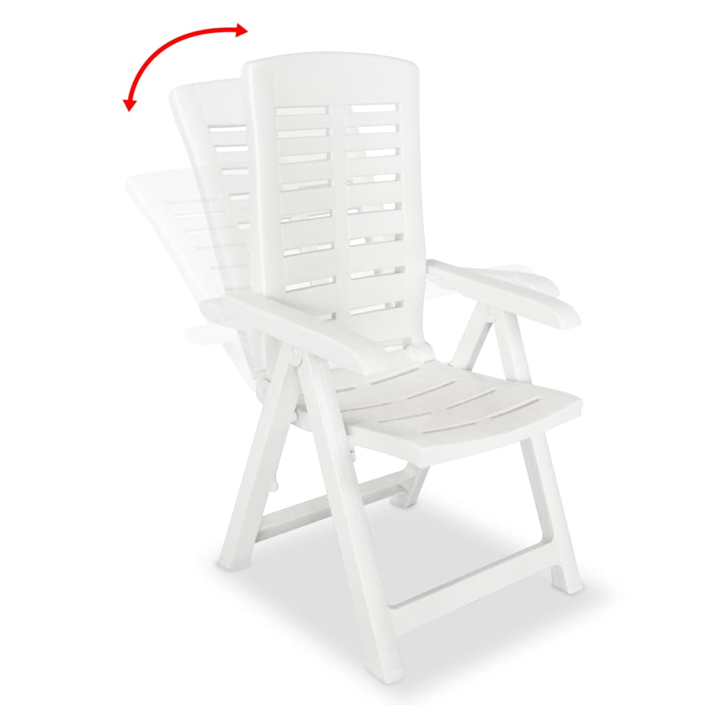 vidaXL Krzesła ogrodowe rozkładane, 4 szt., plastikowe, białe
