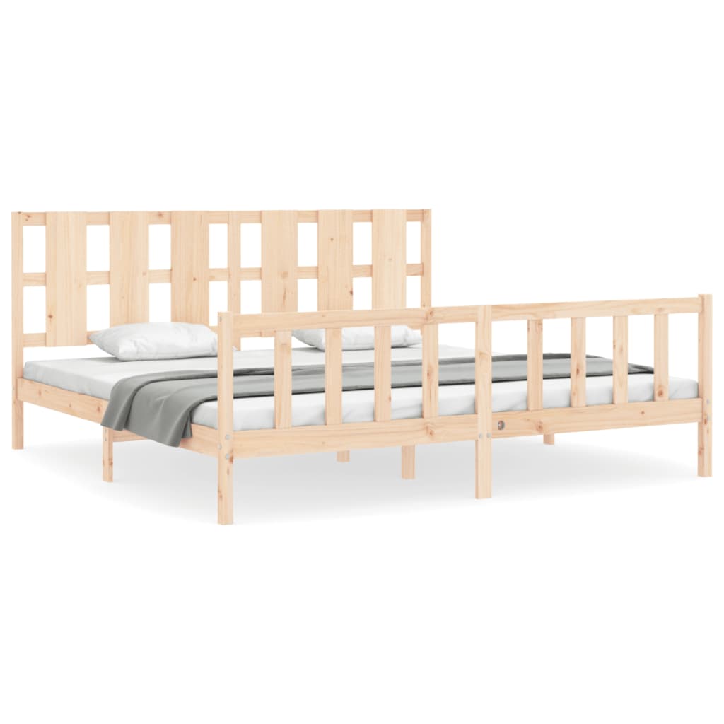 vidaXL Rama łóżka z zagłówkiem, 180x200 cm, drewniana