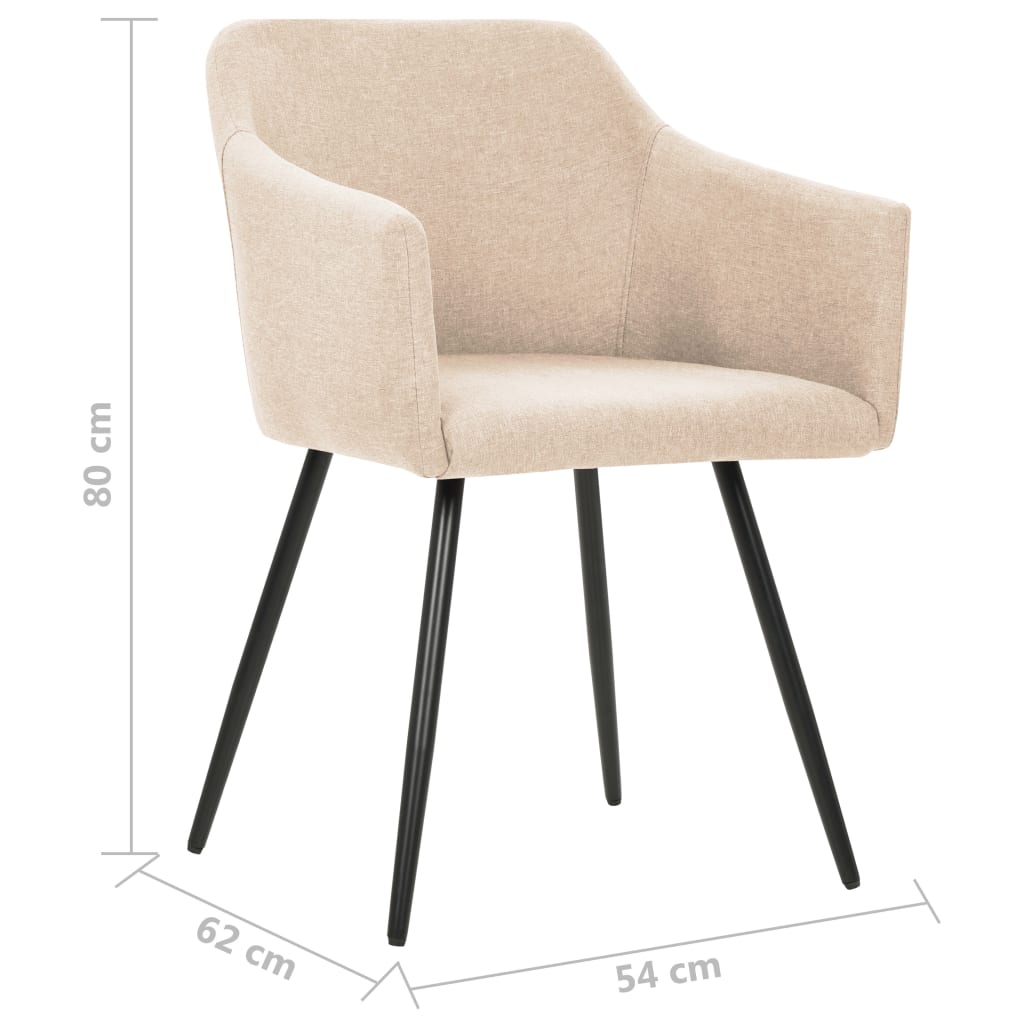 vidaXL Krzesła stołowe, 2 szt., kremowe, obite tkaniną