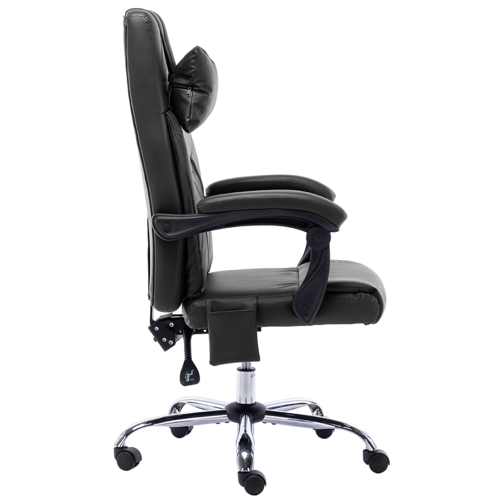 vidaXL Krzesło biurowe z funkcją masażu, czarne, sztuczna skóra
