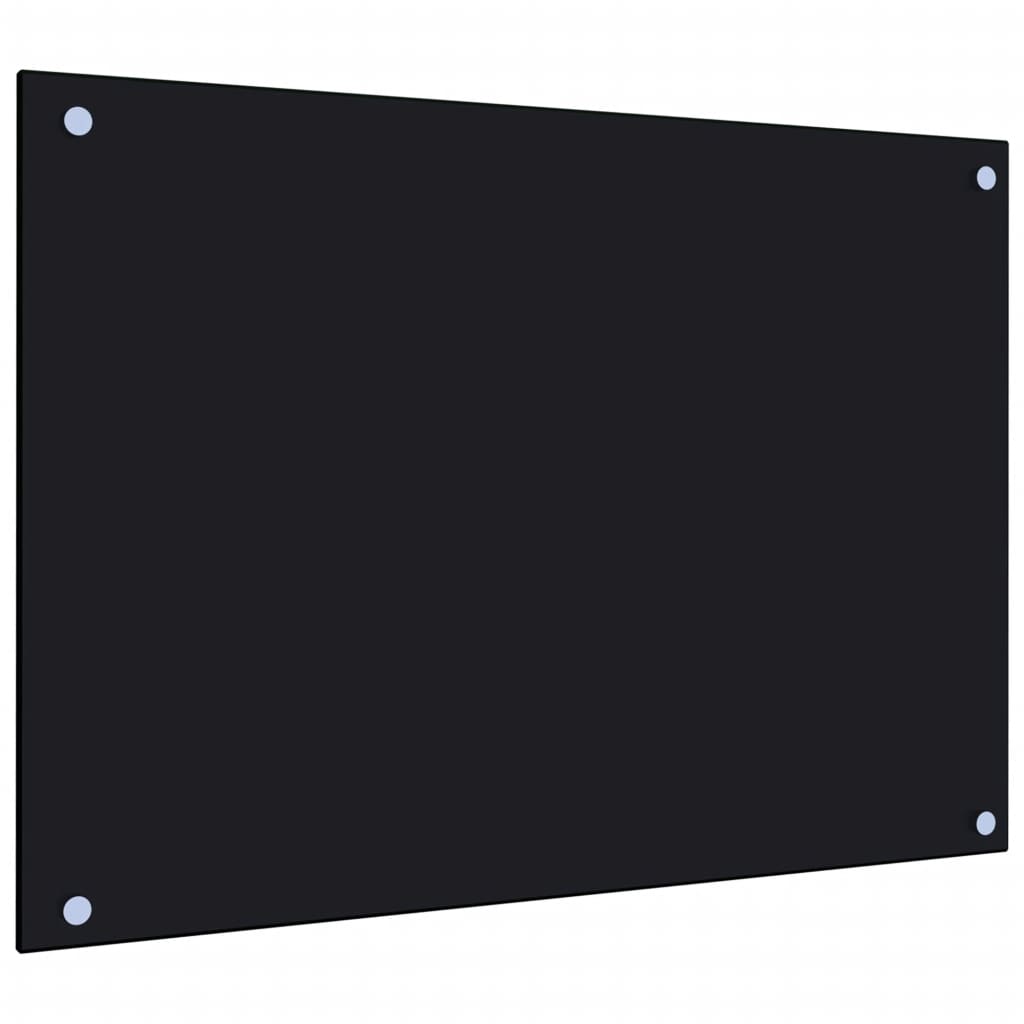 vidaXL Panel ochronny do kuchni, czarny, 70x50 cm, szkło hartowane