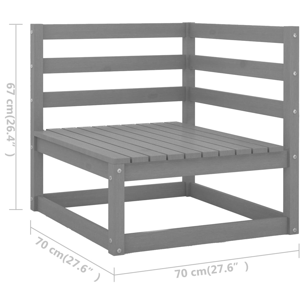 vidaXL 4-osobowa sofa ogrodowa, szara, lite drewno sosnowe