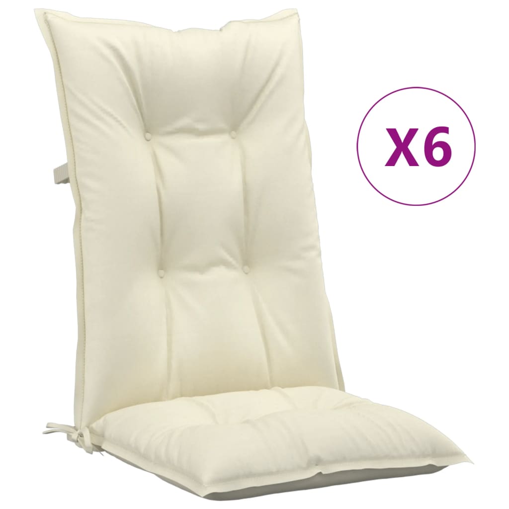 vidaXL Poduszki na krzesła ogrodowe, 6 szt., kremowe, 120x50x7 cm