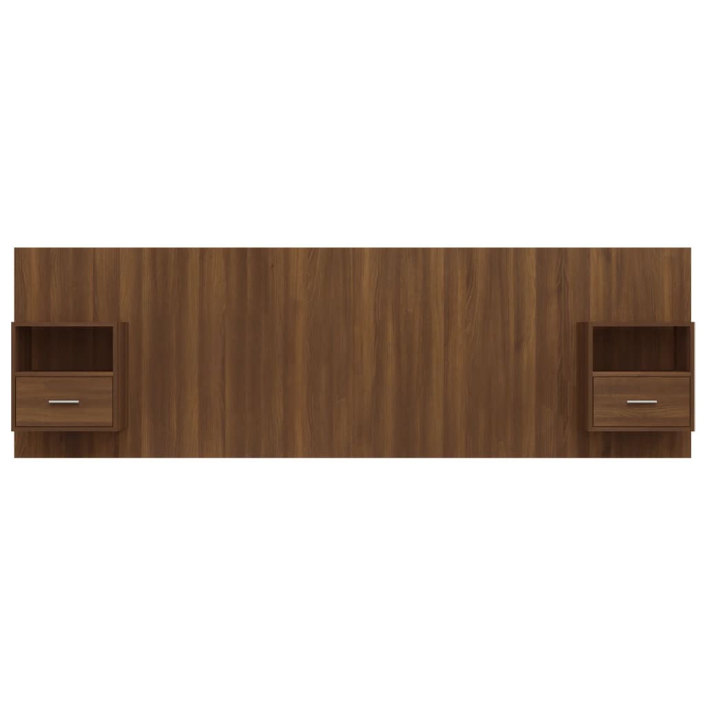 vidaXL Wezgłowie z szafkami, brązowy dąb, materiał drewnopochodny
