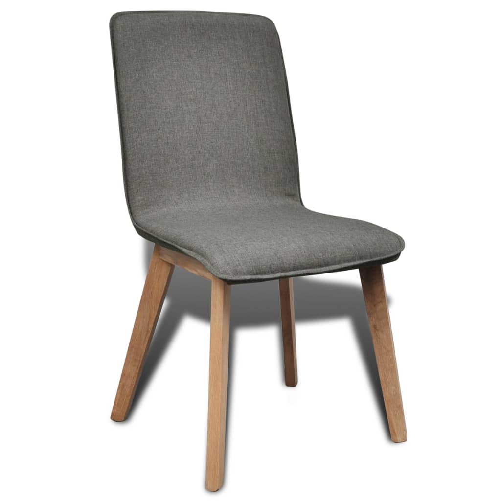 vidaXL Krzesła do jadalni, 2 szt., jasnoszare, tkanina i lity dąb