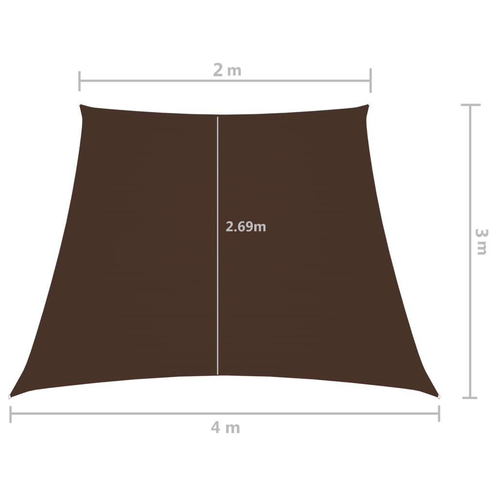vidaXL Trapezowy żagiel ogrodowy, tkanina Oxford, 2/4x3 m, brązowy