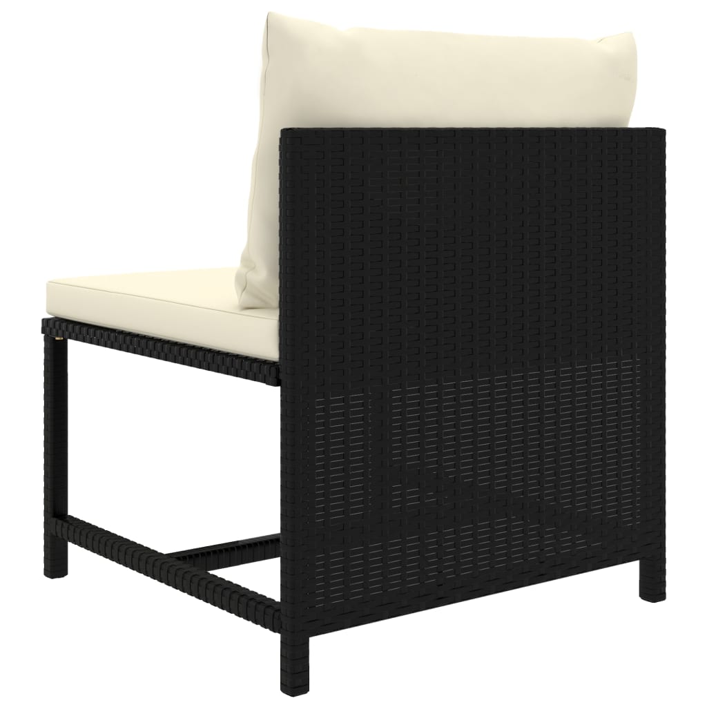 vidaXL Środkowa sofa modułowa z poduszką, polirattan, czarna