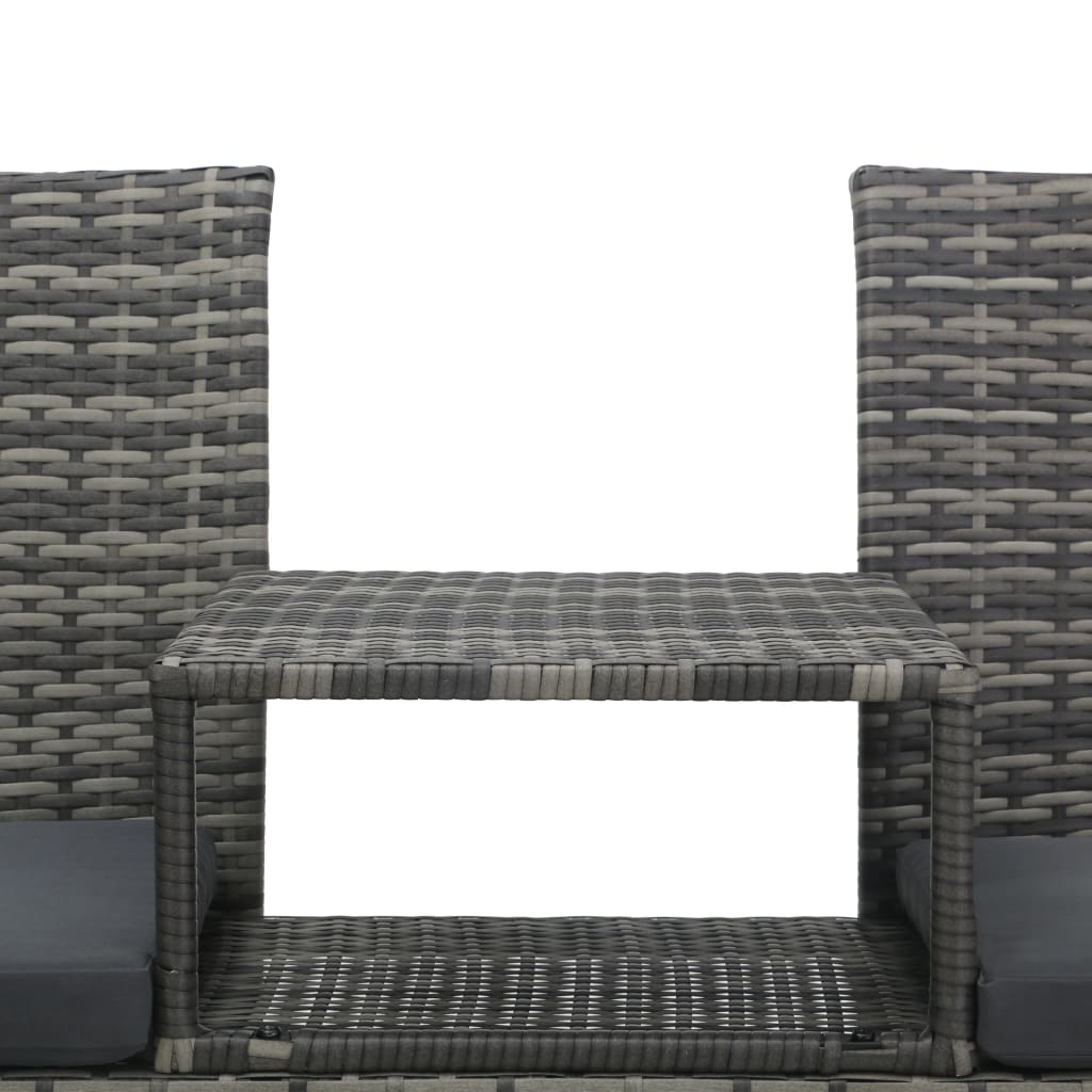 vidaXL Dwuosobowa sofa ogrodowa ze stolikiem, polirattan, antracyt