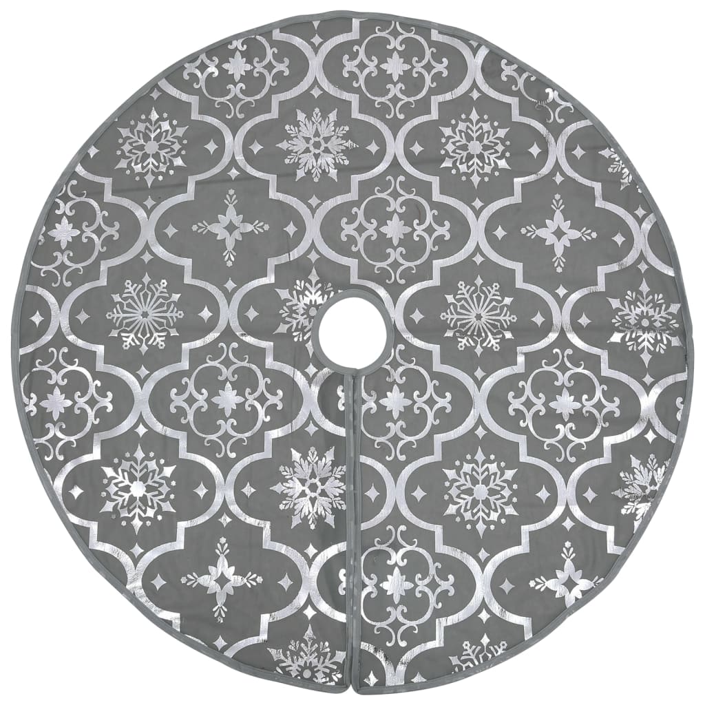 vidaXL Luksusowa osłona pod choinkę ze skarpetą, szara, 90 cm, tkanina