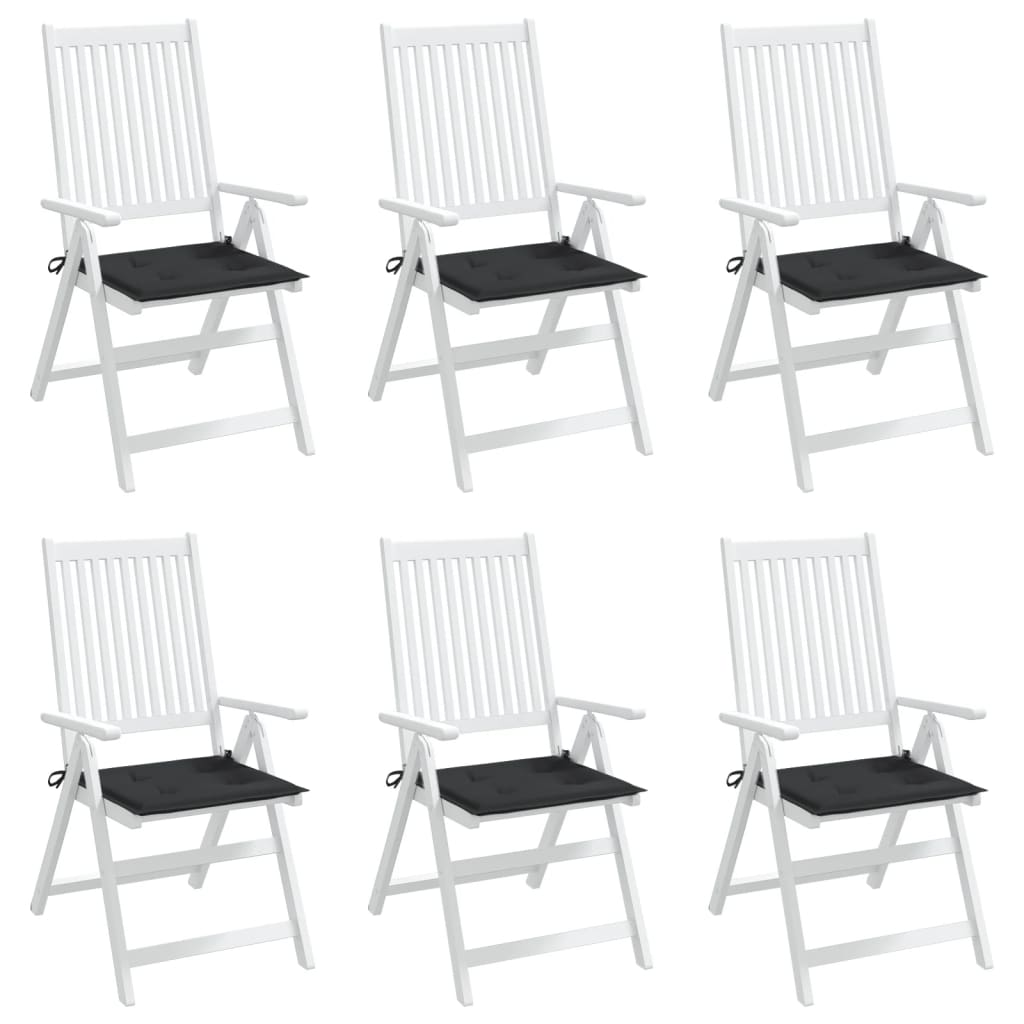 vidaXL Poduszki na krzesła ogrodowe, 6 szt., czarne, 40x40x3 cm