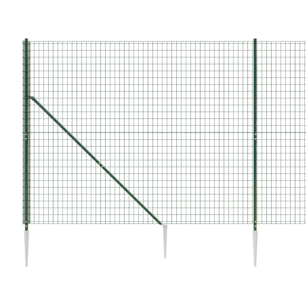 vidaXL Ogrodzenie z siatki, z kotwami, zielone, 1,6x10 m