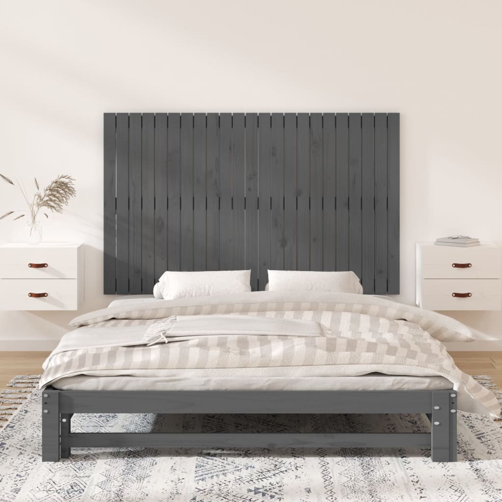 vidaXL Wezgłowie łóżka, szare, 147x3x90 cm, lite drewno sosnowe