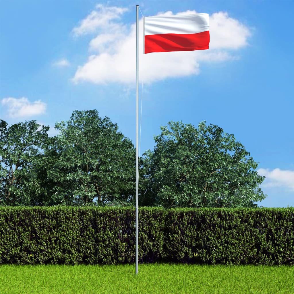 vidaXL Flaga Polski z aluminiowym masztem, 4 m
