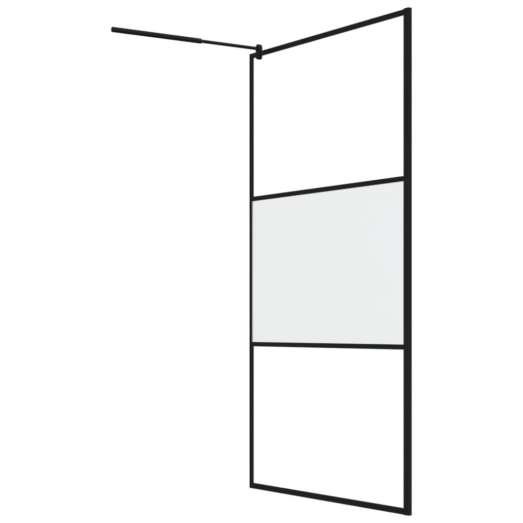 vidaXL Ścianka prysznicowa, 115x195 cm, szkło półmrożone ESG, czarna