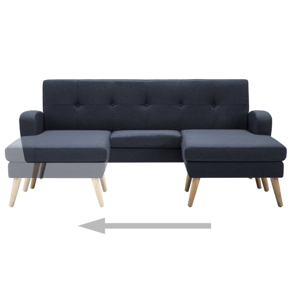 vidaXL Sofa w kształcie L, obita tkaniną, 186x136x79 cm, ciemnoszara