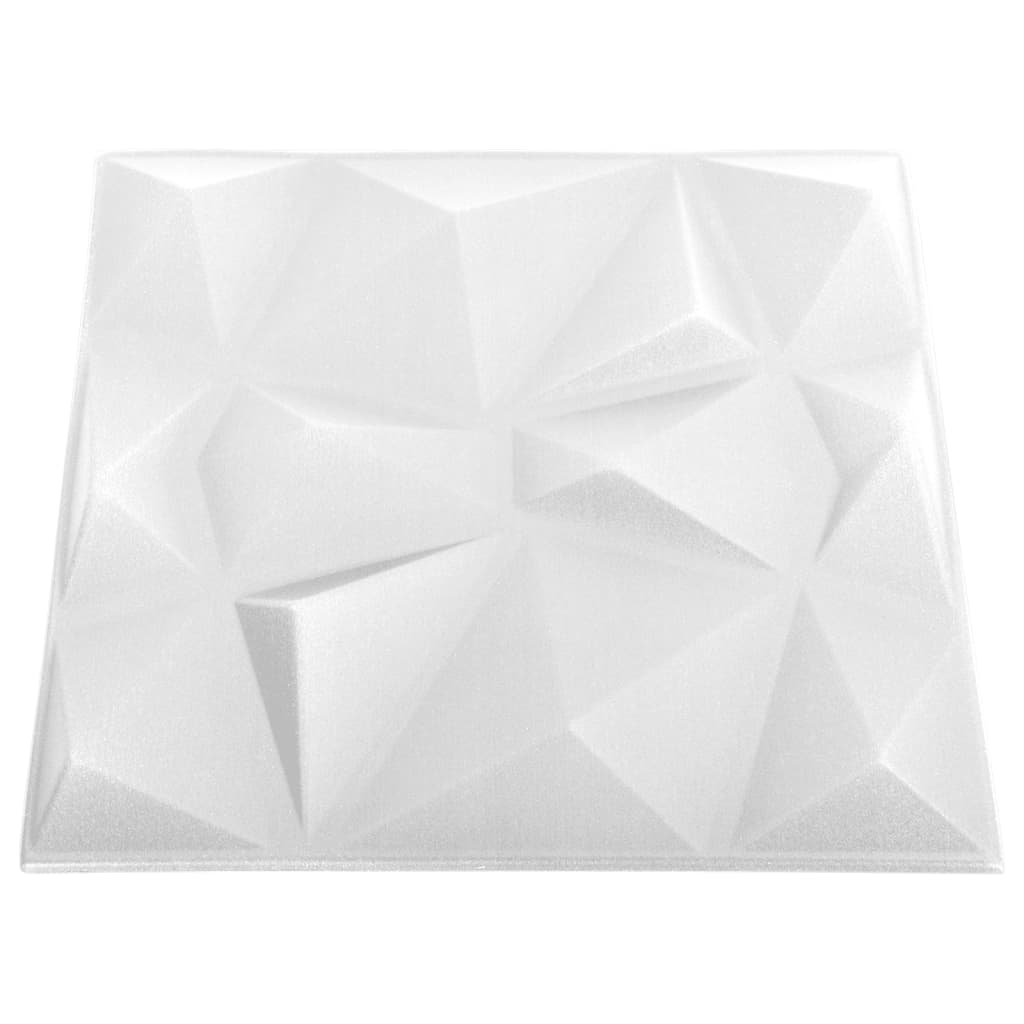 vidaXL Panele ścienne 3D, 24 szt., 50x50 cm, diamentowa biel, 6 m²