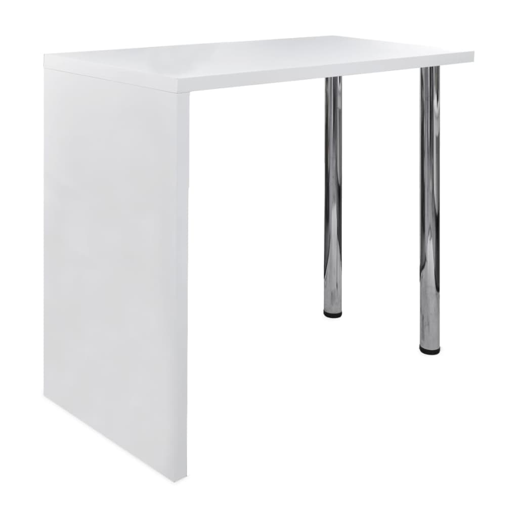 vidaXL Biały stolik barowy z 2 stalowymi nogami, MDF, wysoki połysk