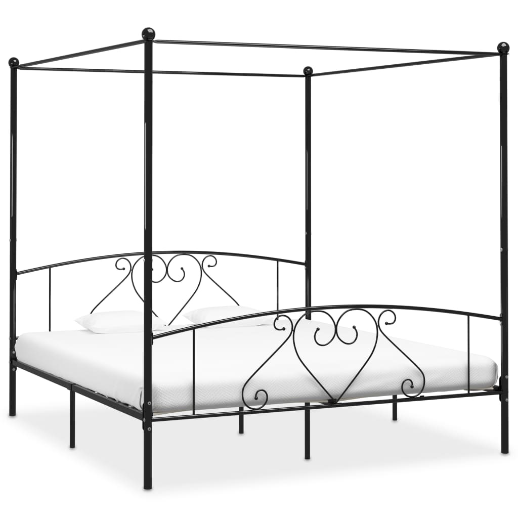 vidaXL Rama łóżka z baldachimem, czarna, metalowa, 180 x 200 cm