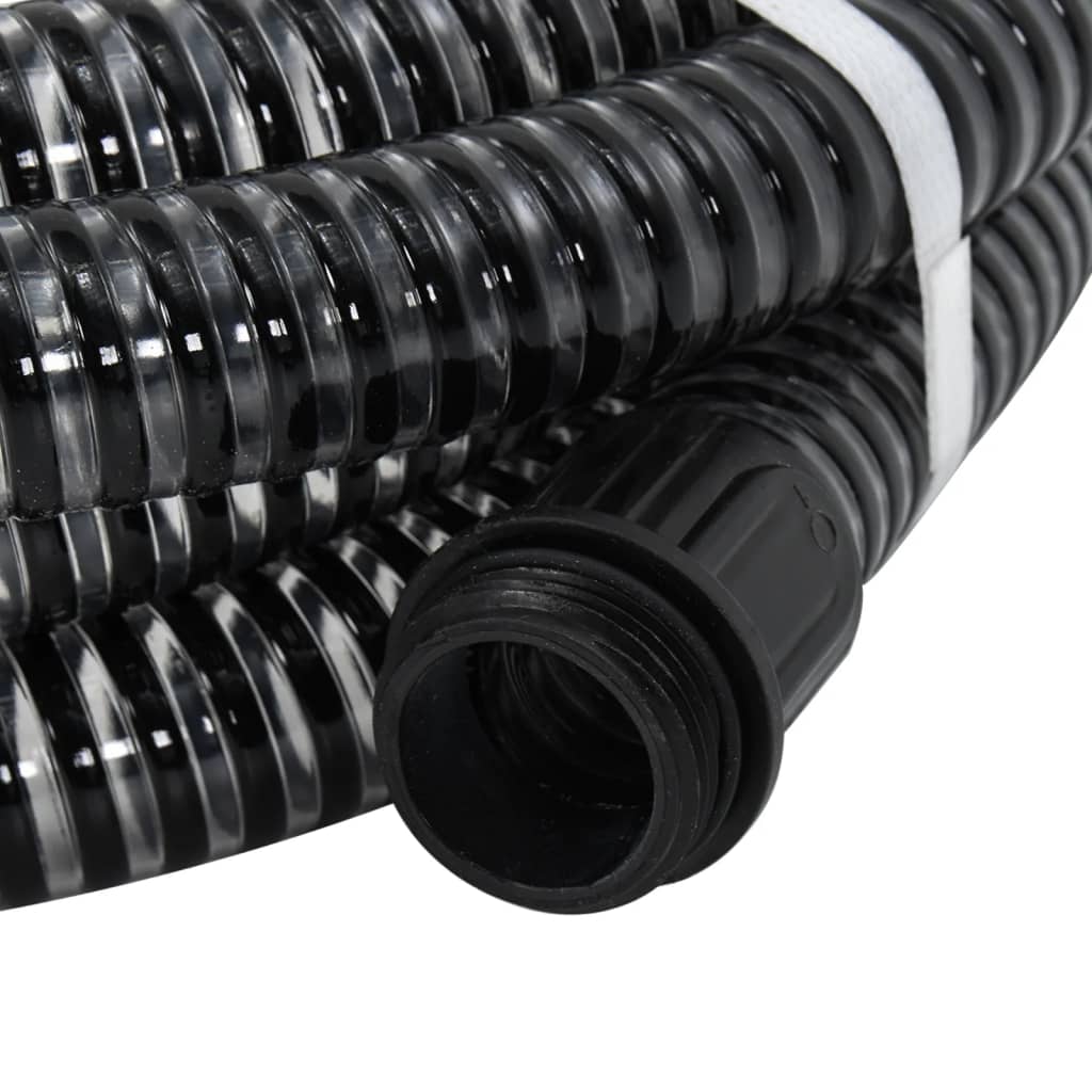 vidaXL Wąż ssący z mosiężnymi złączami, czarny, 1,1" 5 m, PVC