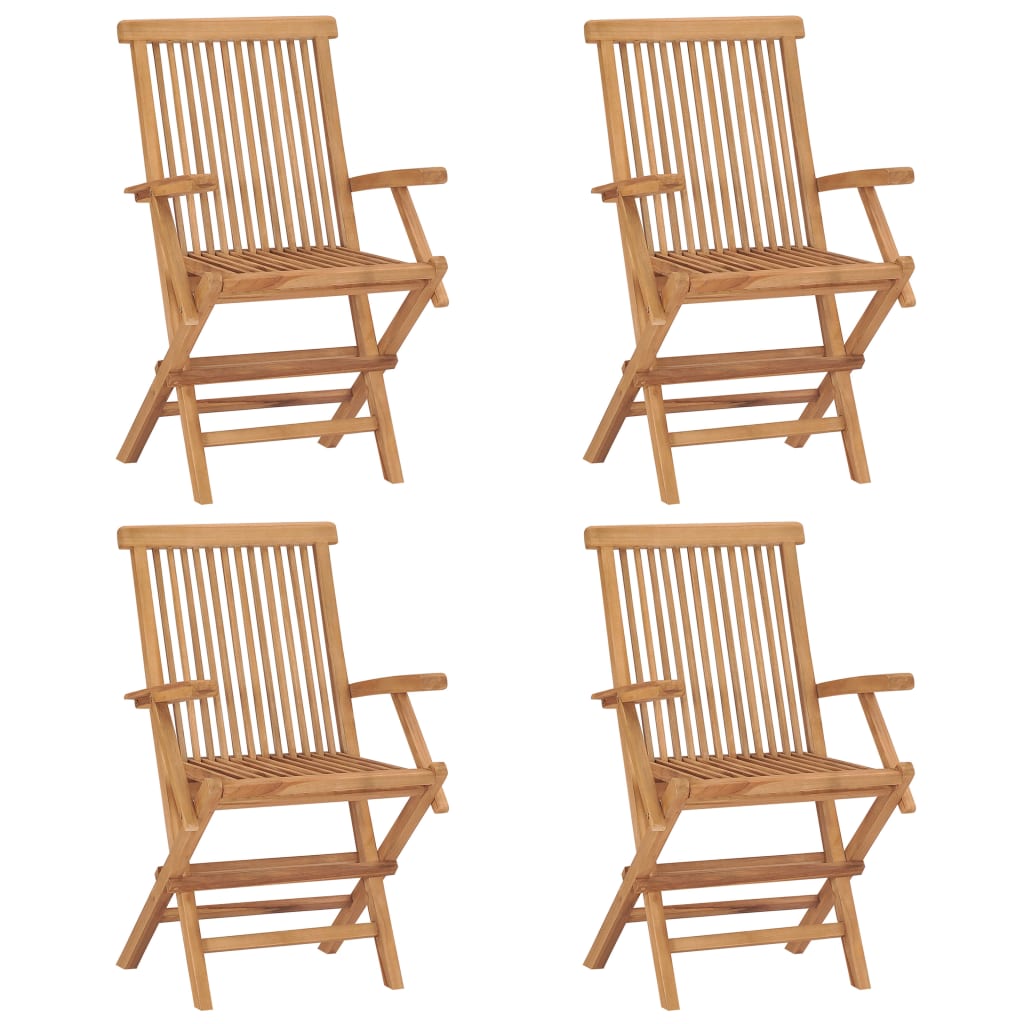 vidaXL Krzesła ogrodowe z kremowymi poduszkami, 4 szt., drewno tekowe