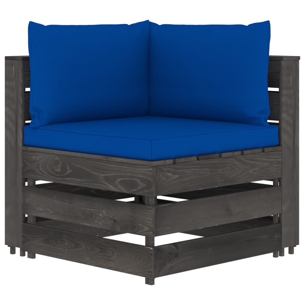 vidaXL Ogrodowa sofa 4-os z poduszkami, impregnowane na szaro drewno
