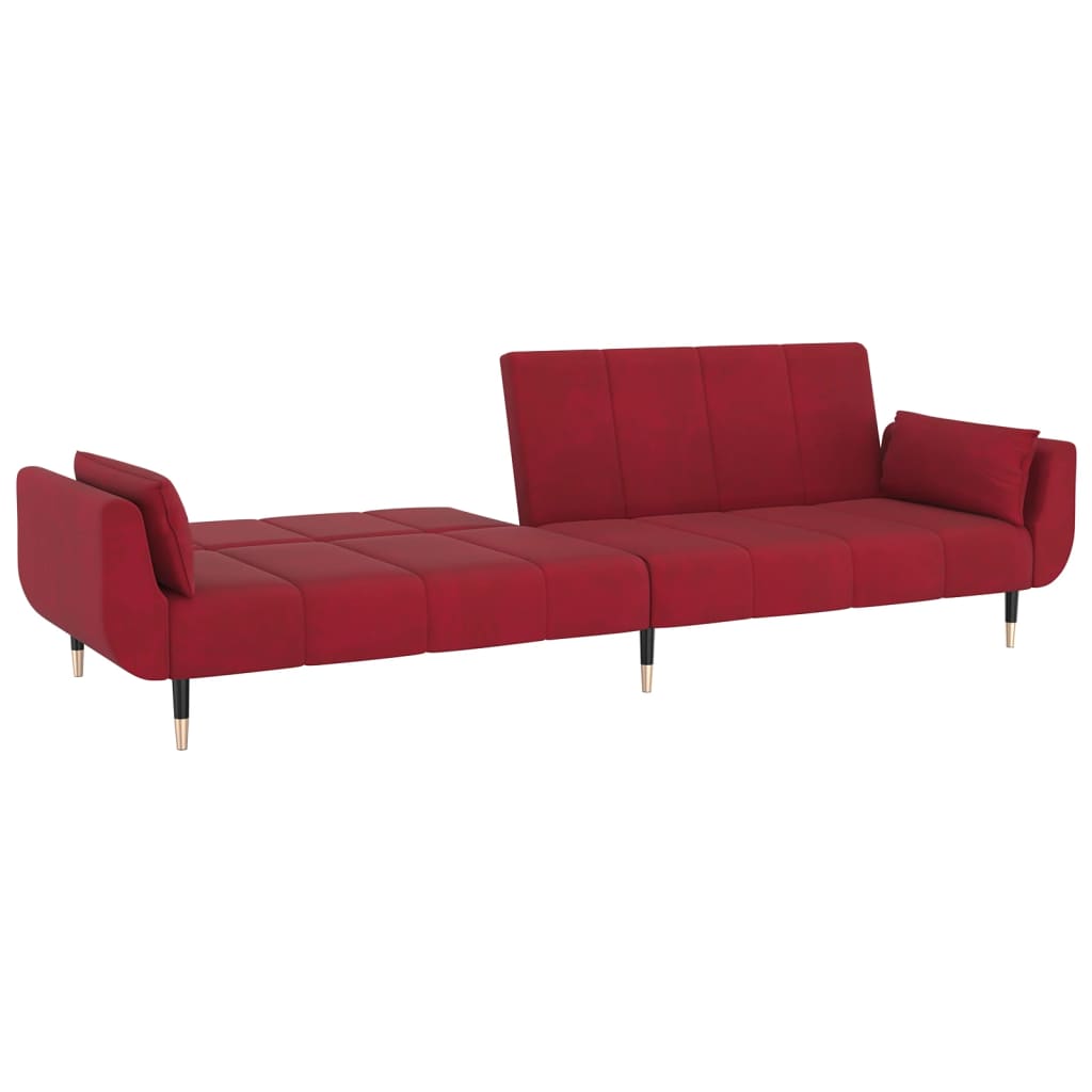 vidaXL 2-osobowa kanapa z 2 poduszkami, winna czerwień, aksamitna