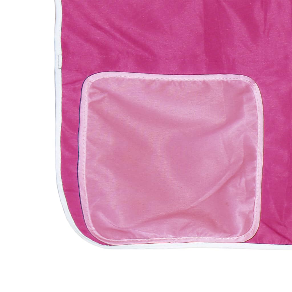 vidaXL Dziecięce łóżko na antresoli, różowe zasłonki, 90x190 cm