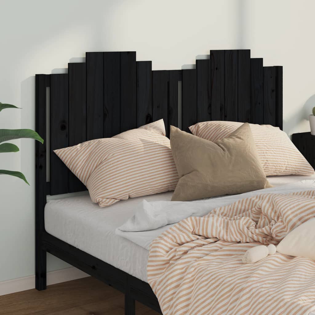 vidaXL Wezgłowie łóżka, czarne, 166x4x110 cm, lite drewno sosnowe