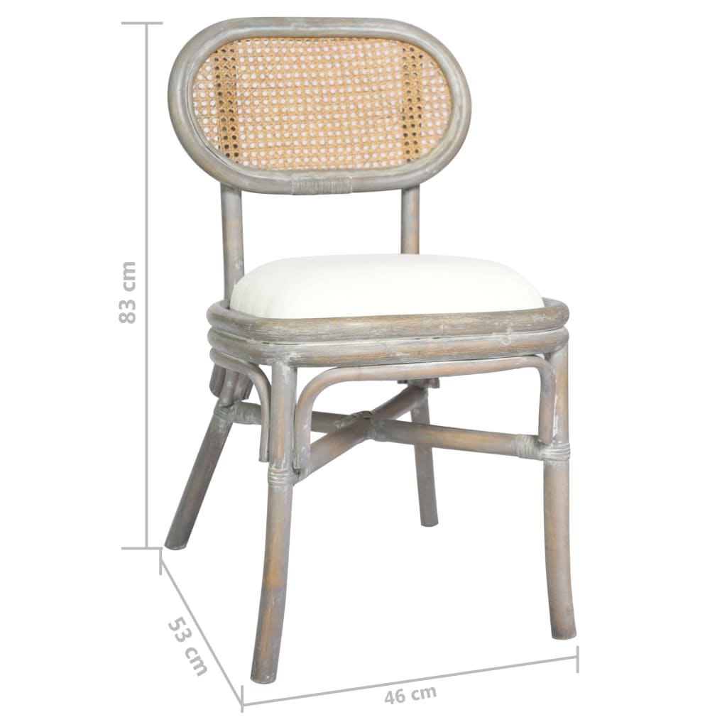 vidaXL Krzesła stołowe, 2 szt., szare, lniane poduszki