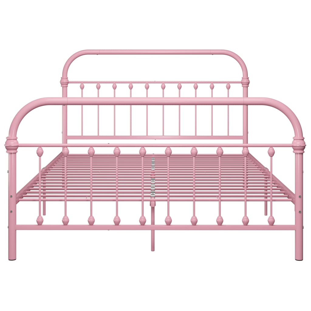 vidaXL Rama łóżka, różowa, metalowa, 140 x 200 cm