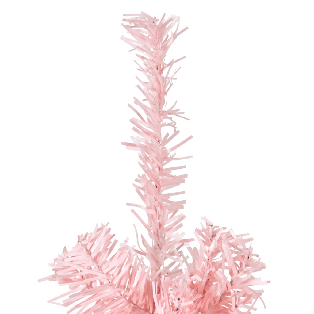 vidaXL Smukła choinka połówka ze stojakiem, sztuczna, różowa, 210 cm