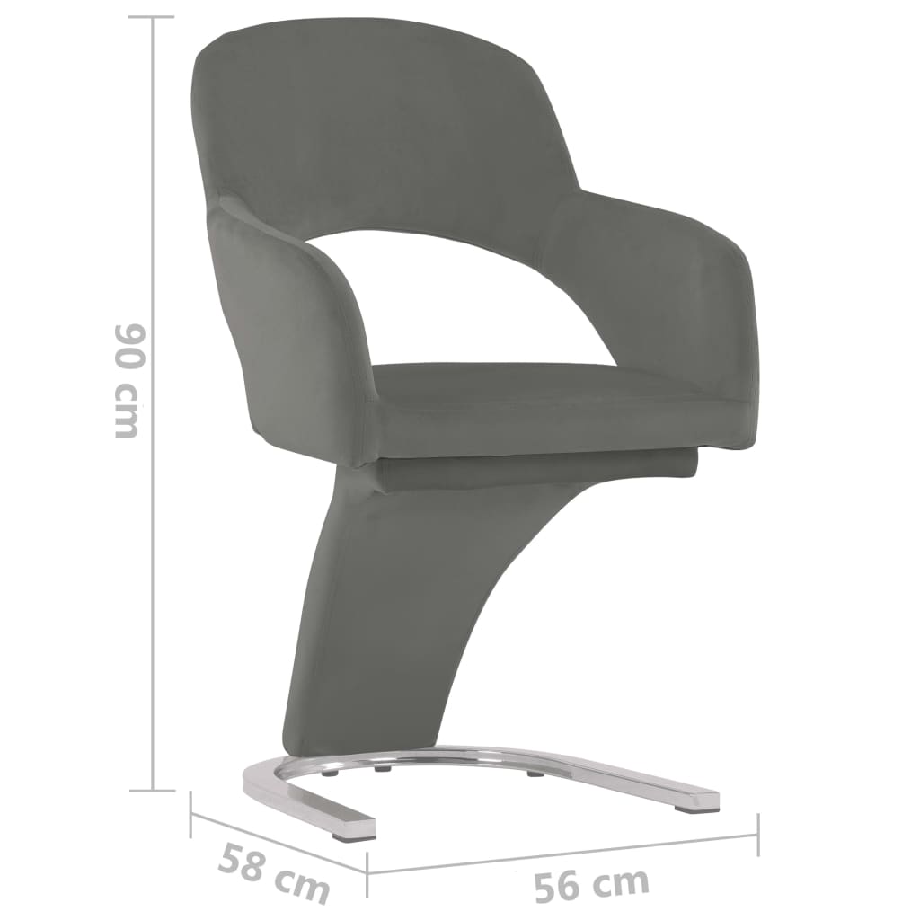 vidaXL Krzesła stołowe, 6 szt., szare, aksamitne