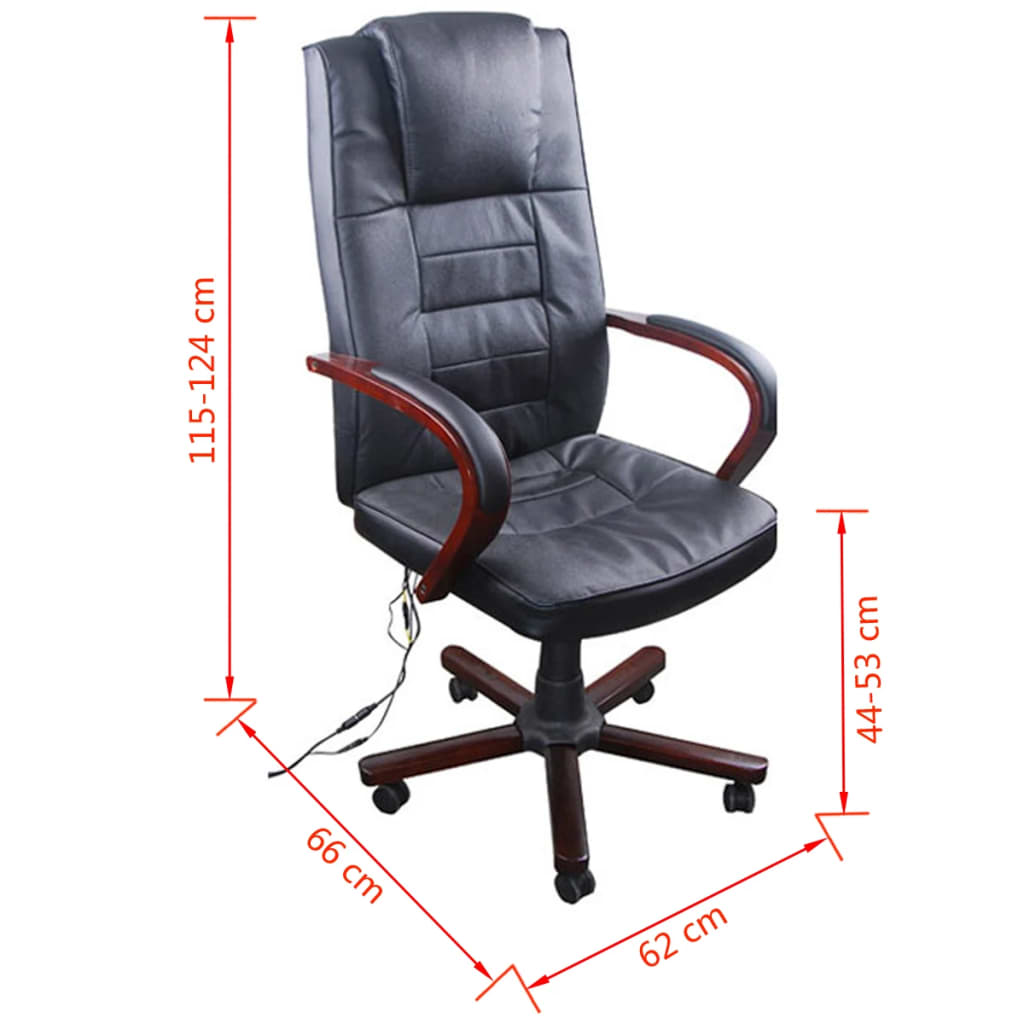 vidaXL Krzesło biurowe z funkcją masażu i regulacją wysokości, czarne