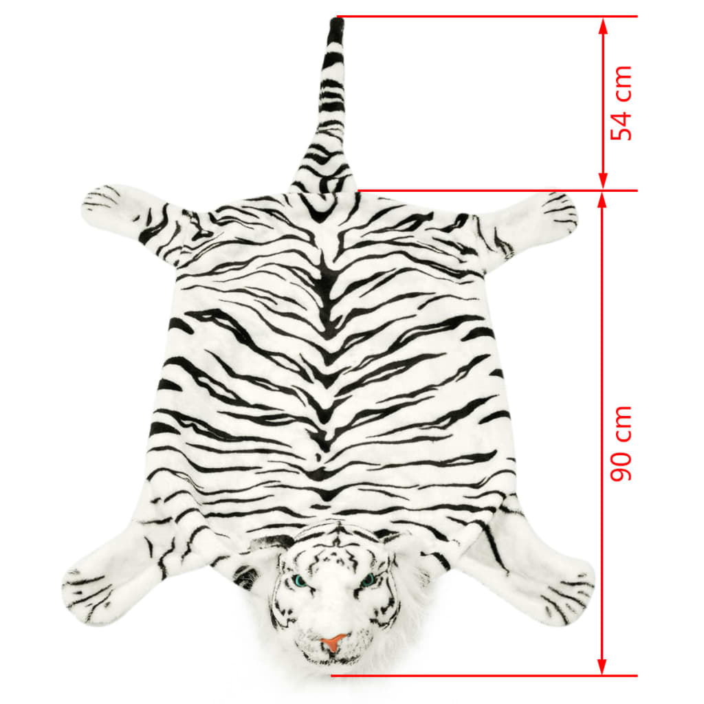 vidaXL Pluszowy dywanik - tygrys, 144 cm, biały