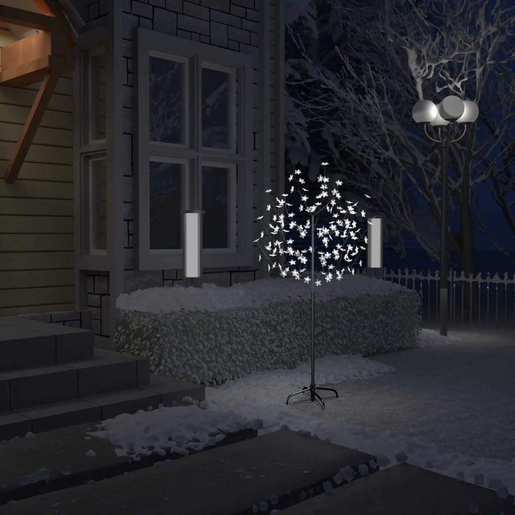 vidaXL Drzewko z lampkami, 120 LED, zimny biały, kwiat wiśni, 150 cm