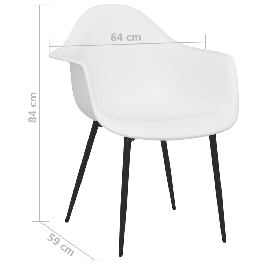 vidaXL Krzesła stołowe, 6 szt., białe, PP