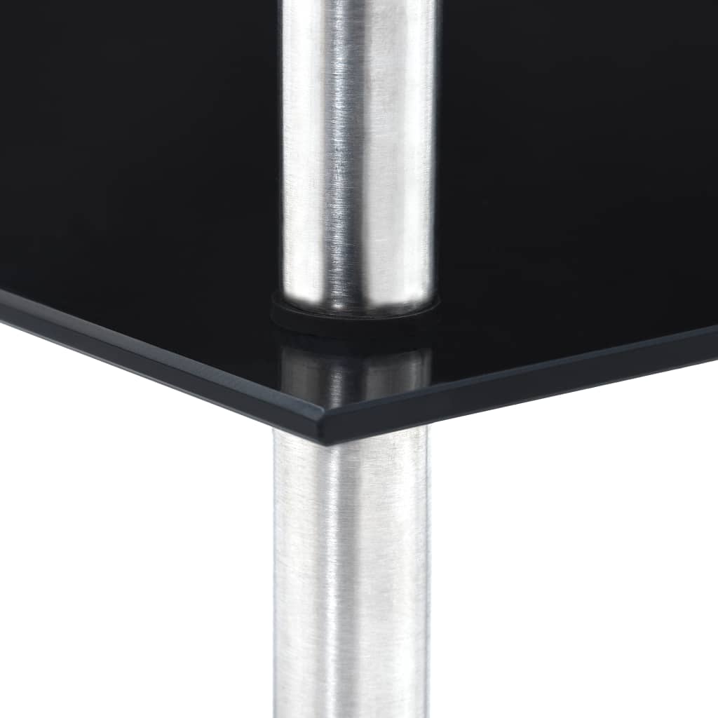 vidaXL 2-poziomowa półka, czarna, 30x30x47 cm, szkło hartowane