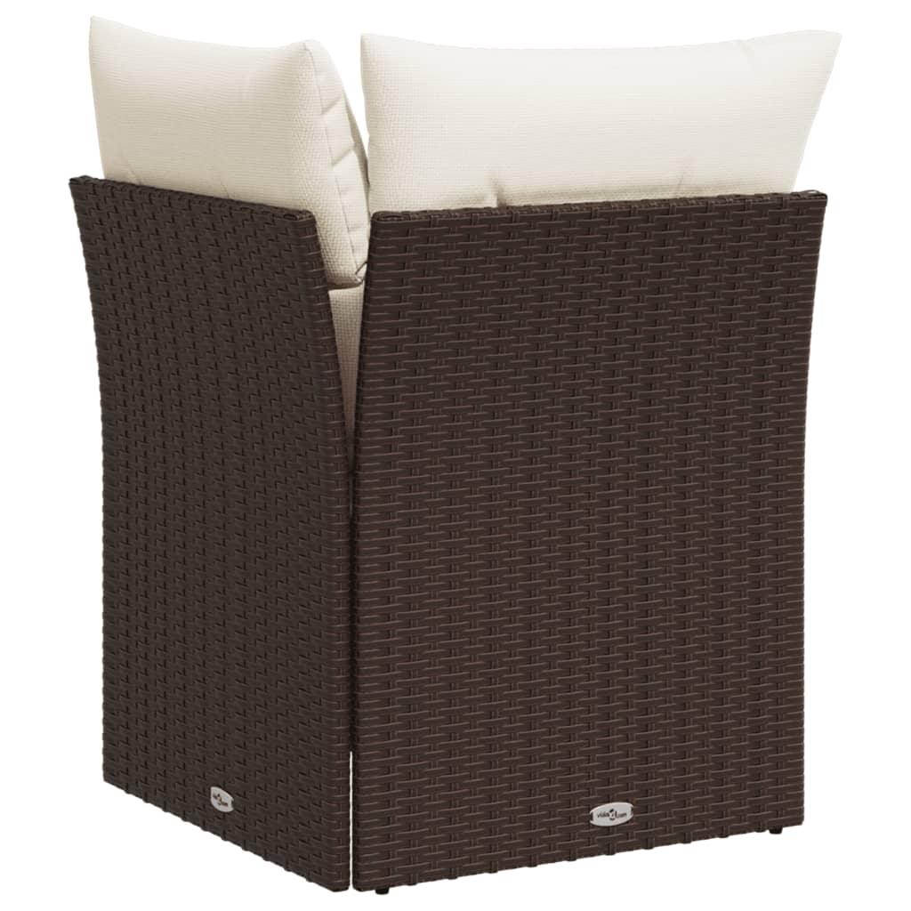 vidaXL Narożny moduł sofy z poduszkami, brązowy, polirattan