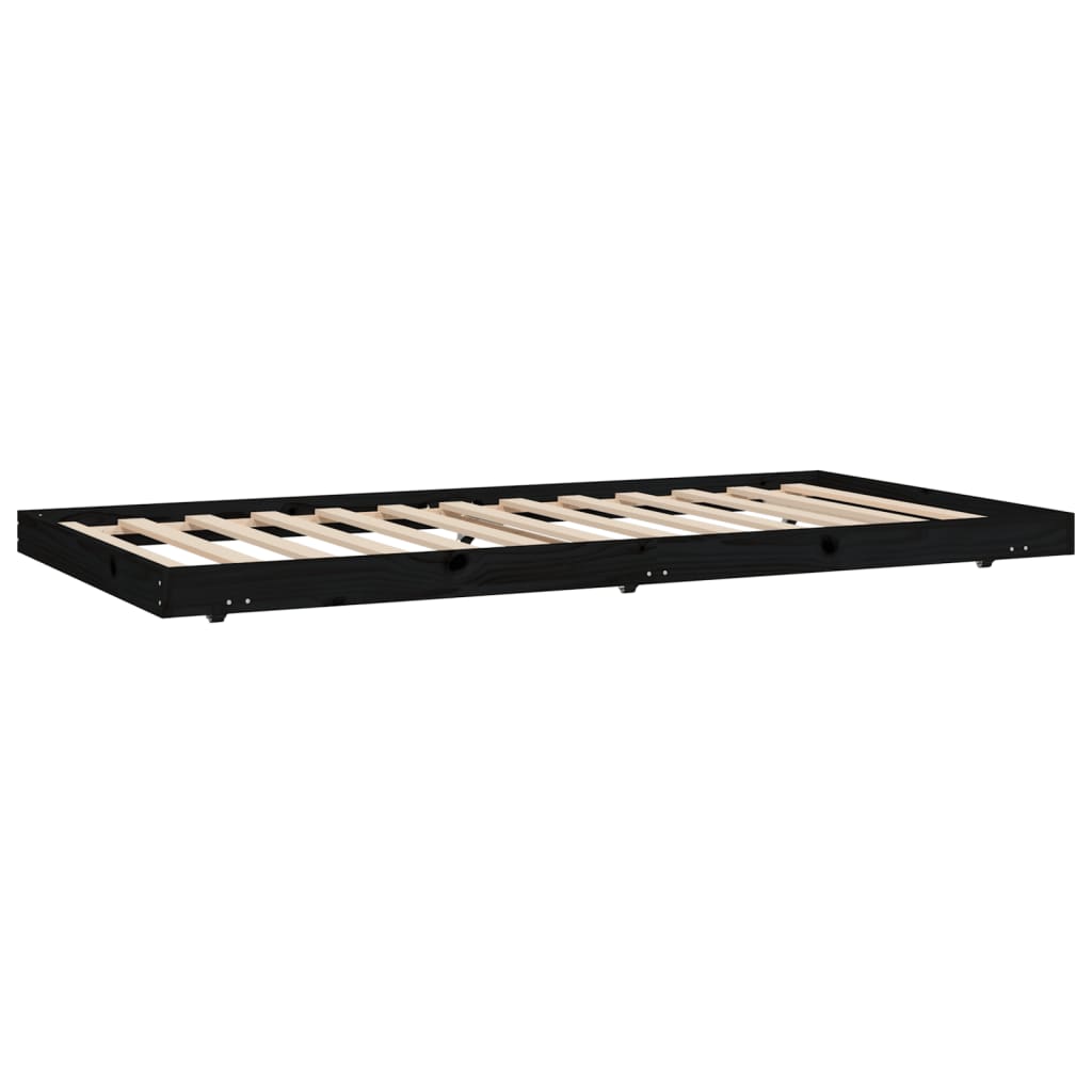 vidaXL Rama łóżka, czarna, 100 x 200 cm, lite drewno sosnowe