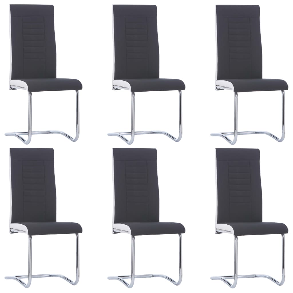 vidaXL Krzesła stołowe, wspornikowe, 6 szt., czarne, tkanina