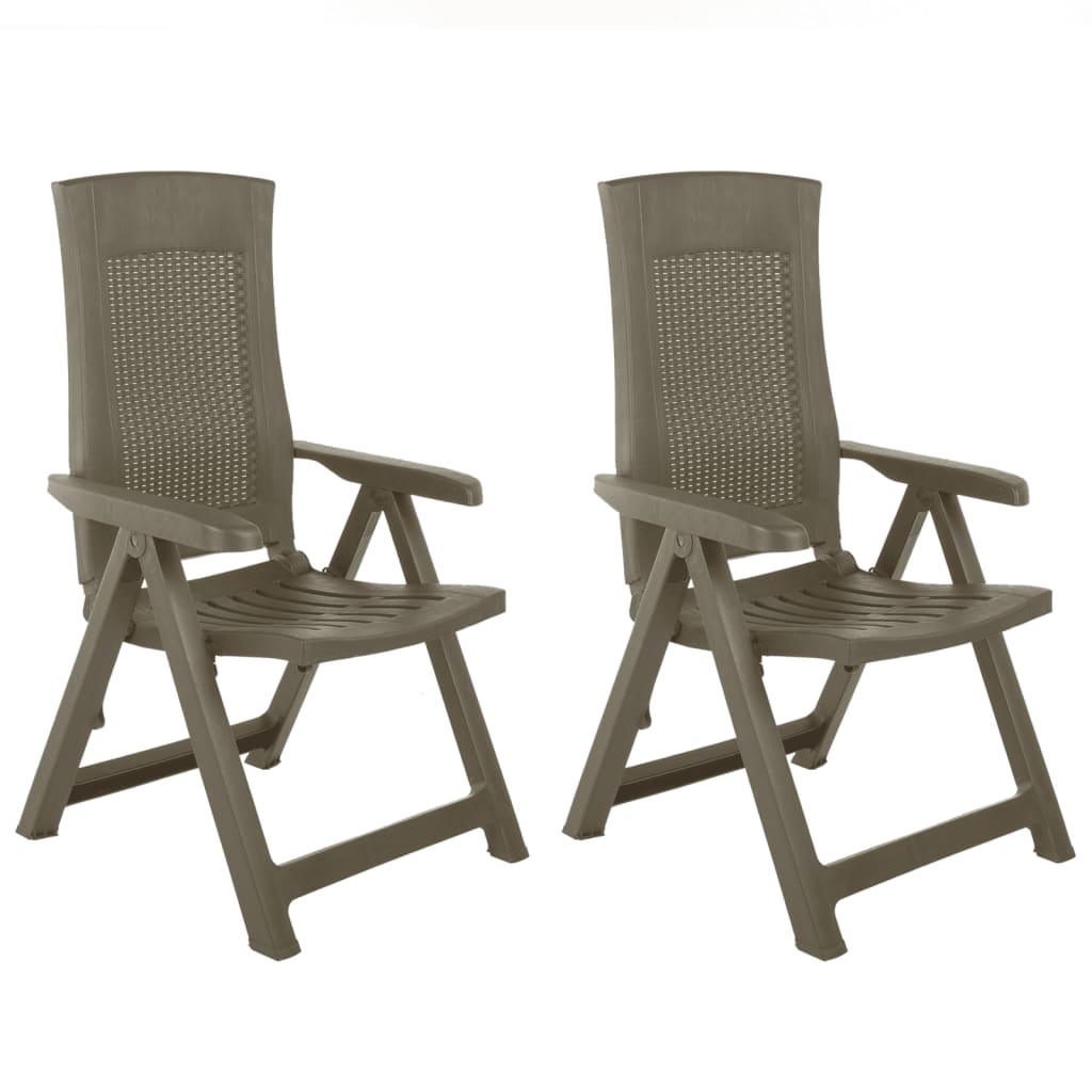 vidaXL Rozkładane krzesła do ogrodu, 2 szt., plastikowe, kolor mokka