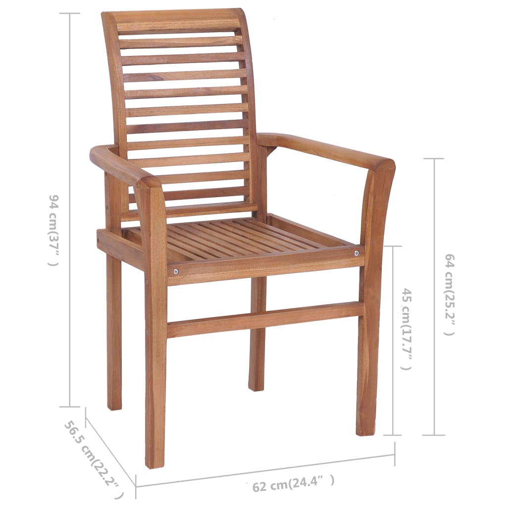 vidaXL Krzesła stołowe z bordowymi poduszkami, 8 szt., drewno tekowe
