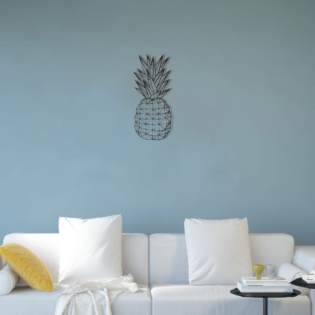 Homemania Dekoracja ścienna Pineapple, 22x55 cm, stalowa, czarna