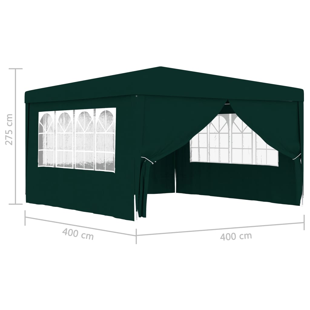 vidaXL Namiot imprezowy ze ściankami, 4x4 m, zielony, 90 g/m²