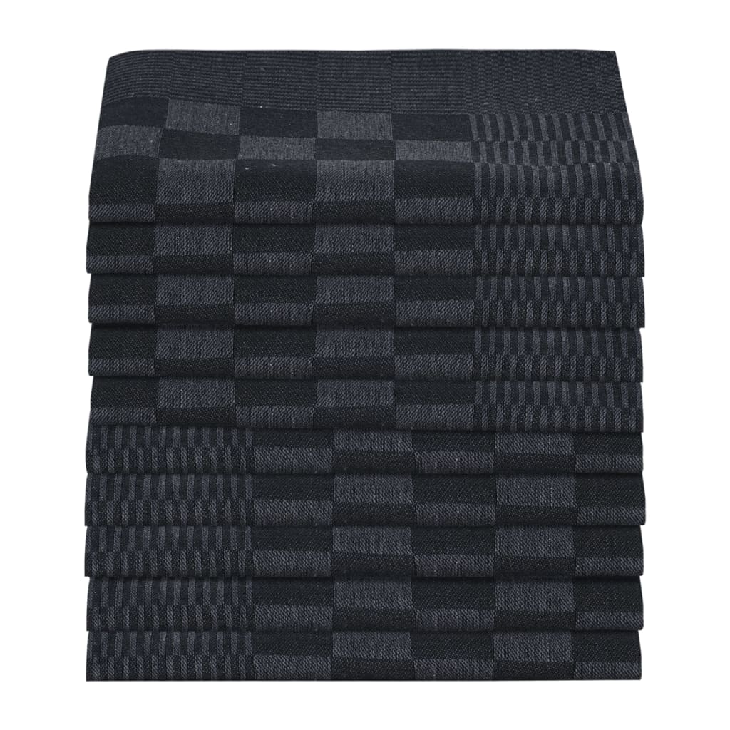vidaXL Ręczniki kuchenne, 10 szt., czarno-szare 50x70 cm, bawełna