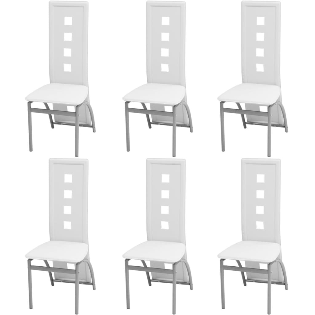 vidaXL Krzesła stołowe, 6 szt., białe, sztuczna skóra
