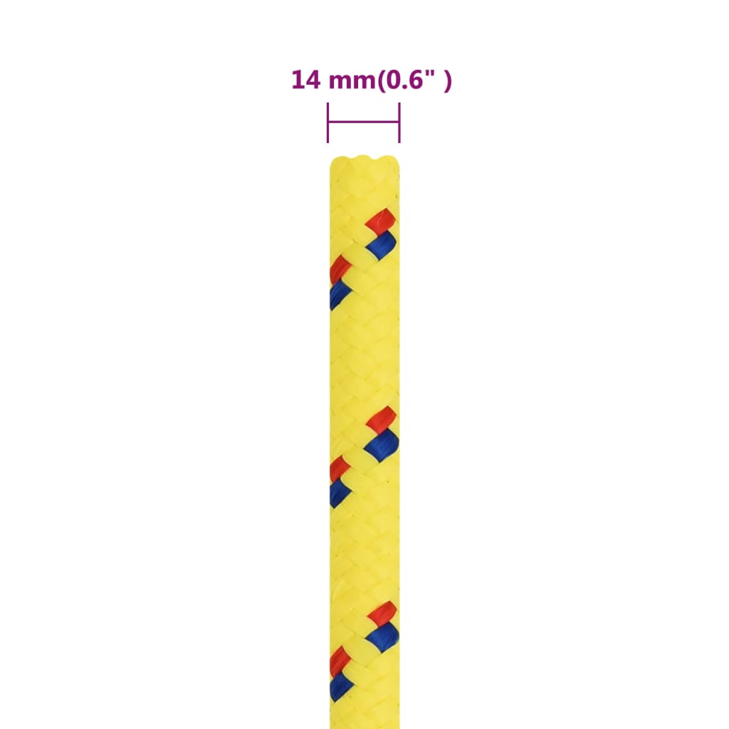 vidaXL Linka żeglarska, żółta, 14 mm, 50 m, polipropylen