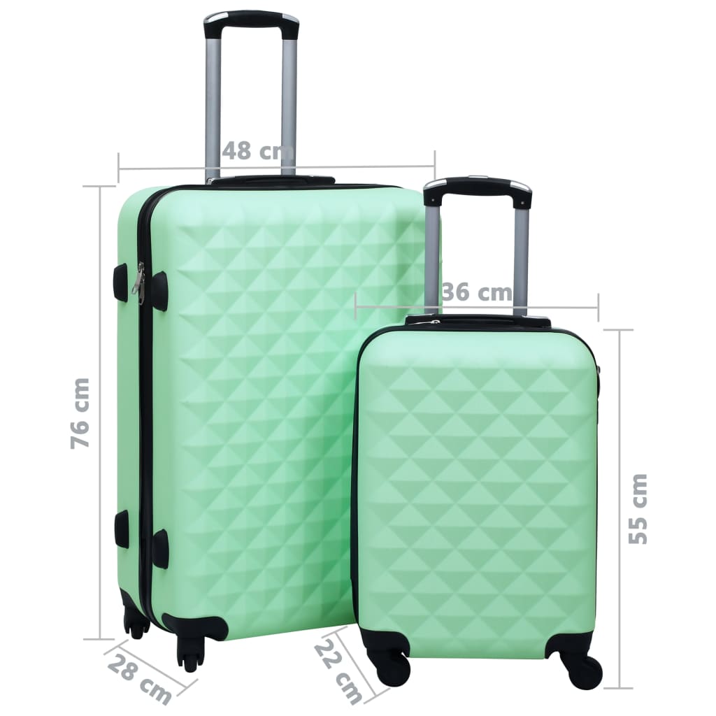 vidaXL Zestaw twardych walizek na kółkach, 2 szt., miętowy, ABS