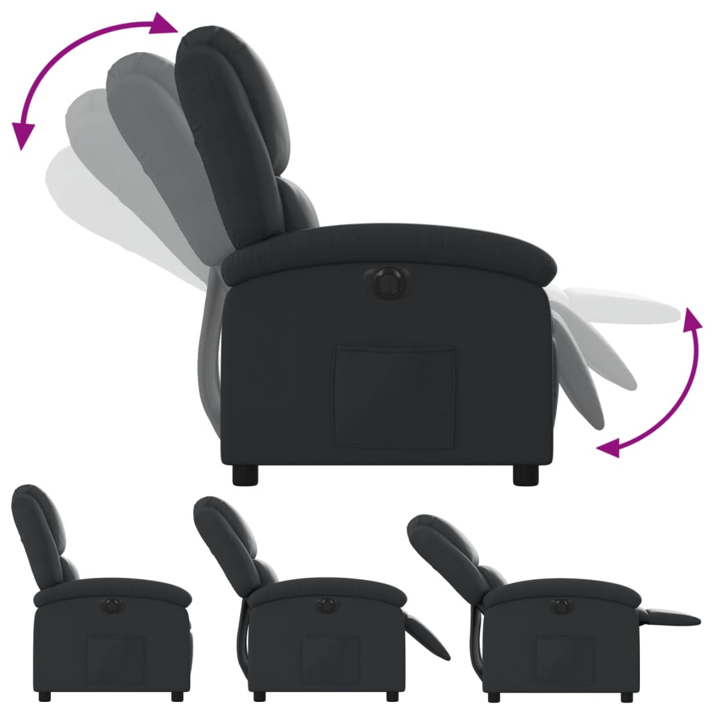 vidaXL Elektryczny fotel rozkładany, czarny, obity skórą naturalną